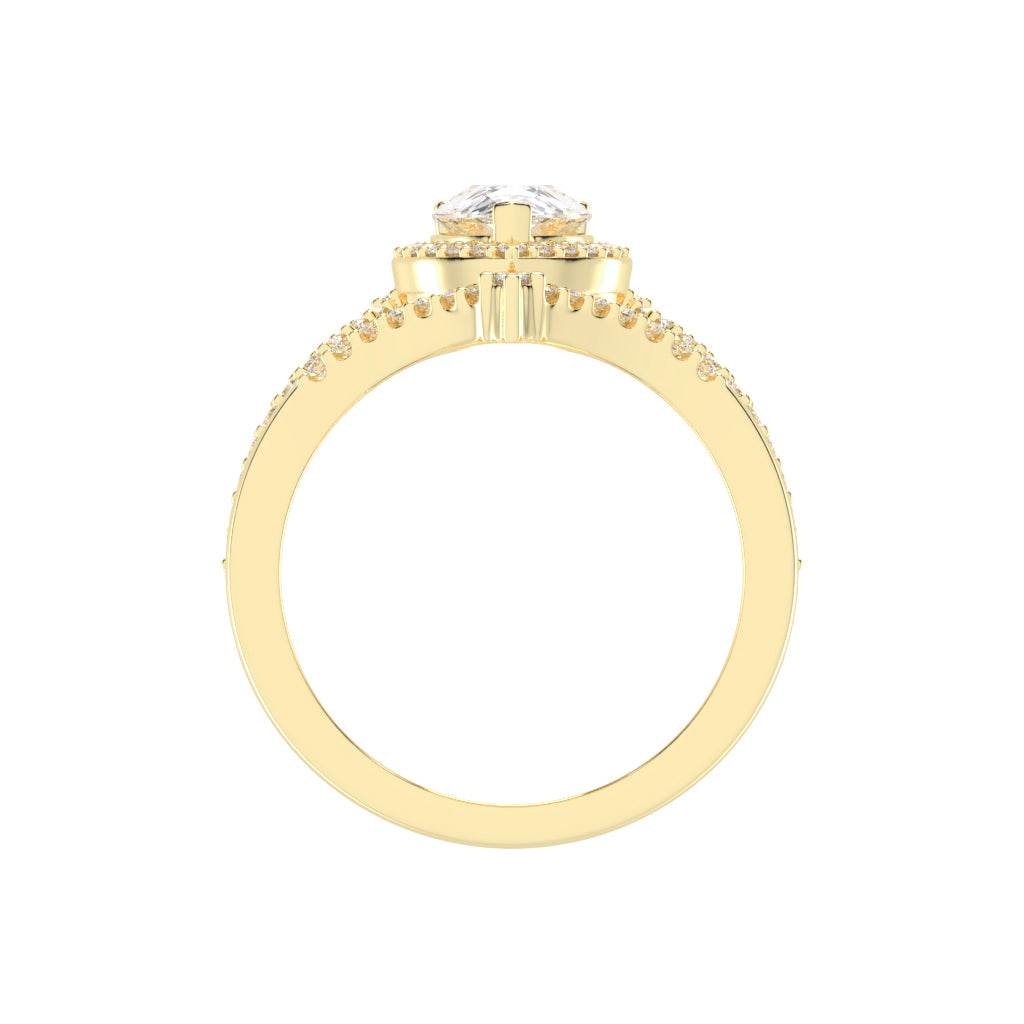 Celestara Shared Thread Pear Cut Lab Diamond Ring
