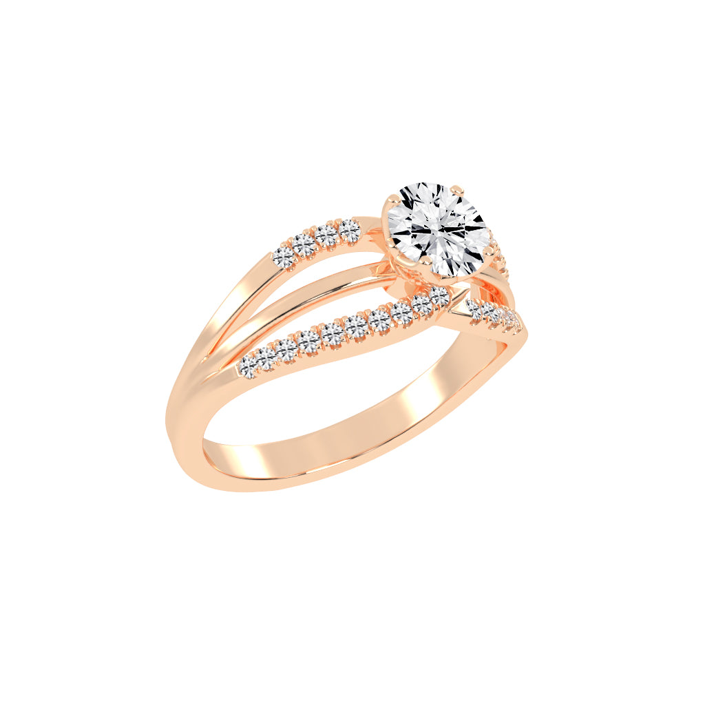 Valiantix Split Shank Round Cut Classic Lab Diamond Ring