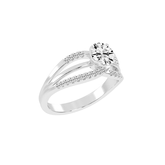 Valiantix Split Shank Round Cut Classic Lab Diamond Ring