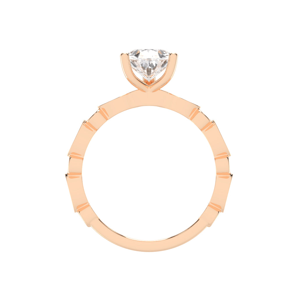 Triside Vintage Pear Cut Side Stone Lab Diamond Ring