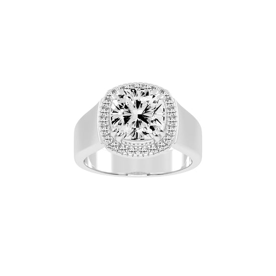 Glimerra Plain Band Cushion Cut Lab Diamond Ring