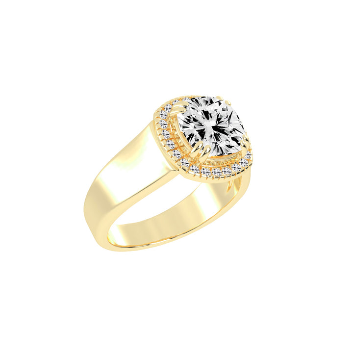 Glimerra Plain Band Cushion Cut Lab Diamond Ring