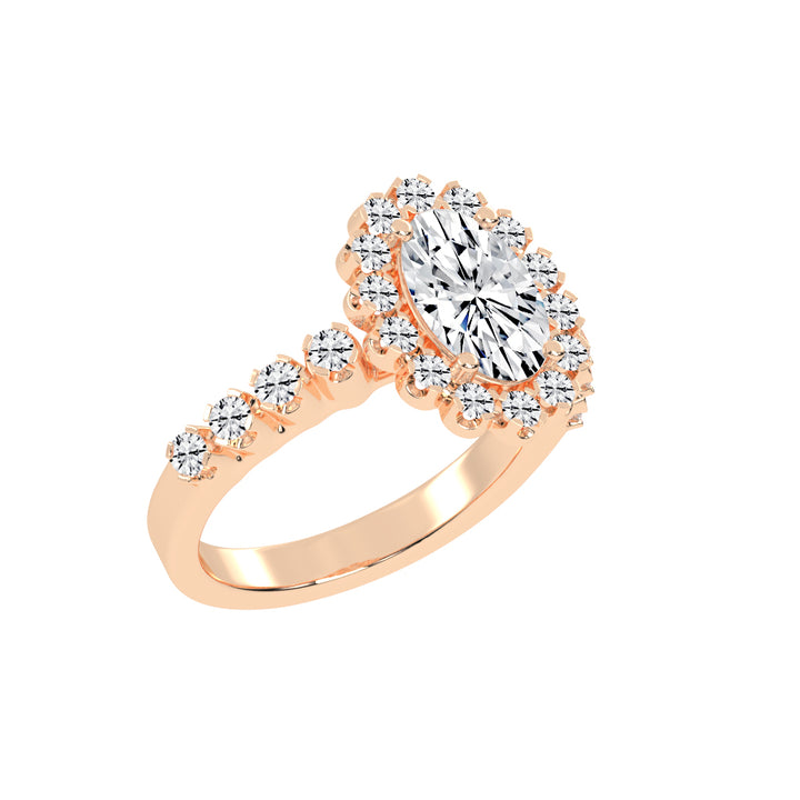 Halovia Four Prong Oval Cut Halo Lab Diamond Ring