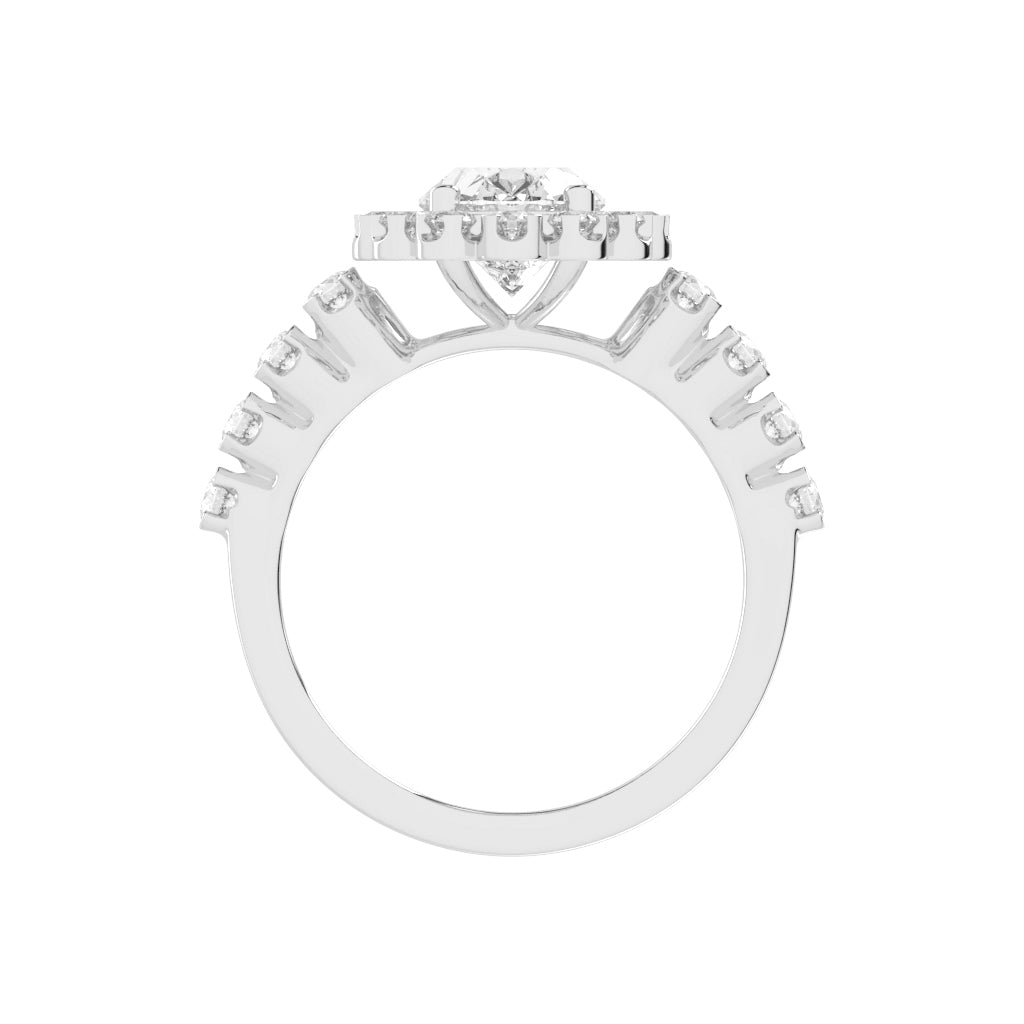 Halovia Four Prong Oval Cut Halo Lab Diamond Ring
