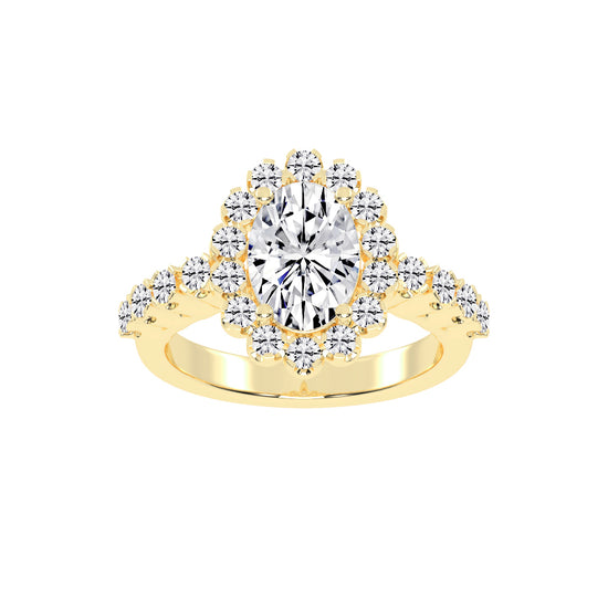 Halovia Four Prong Oval Cut Halo Lab Diamond Ring