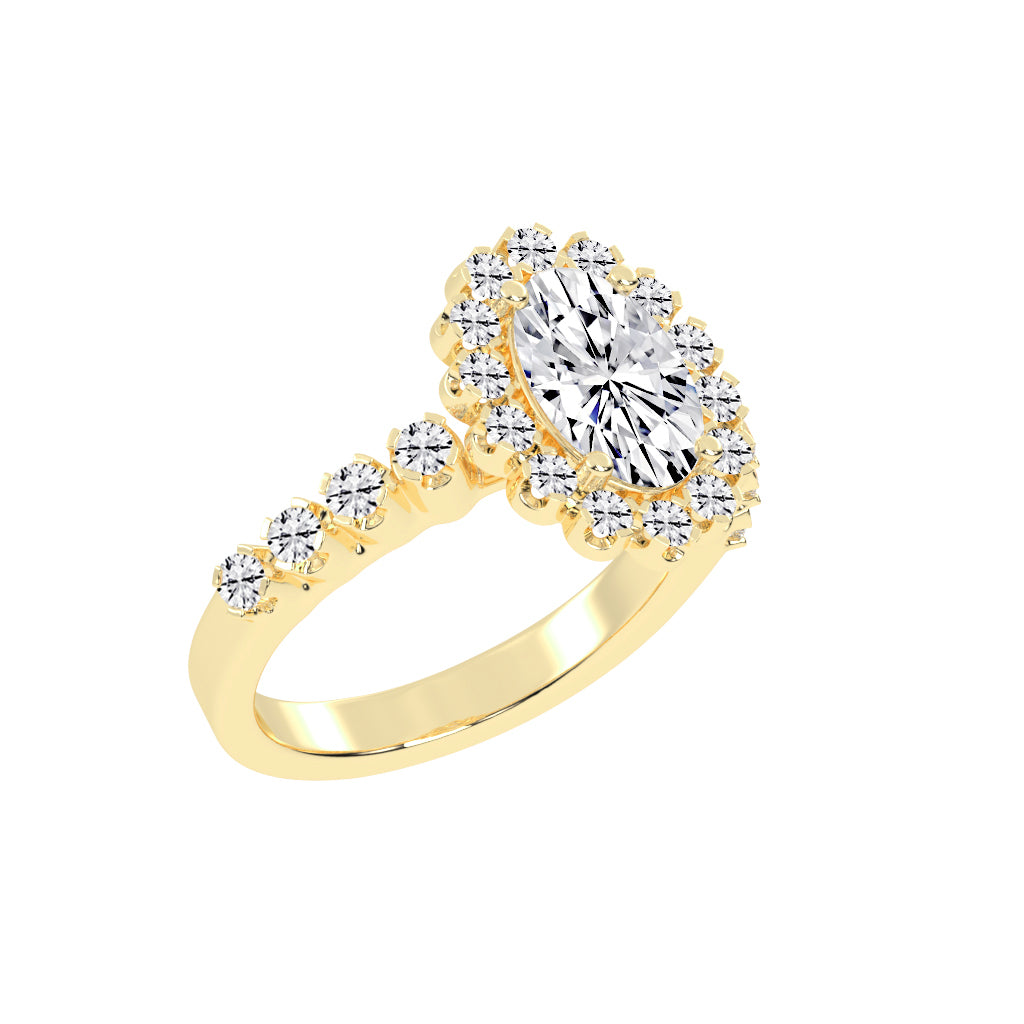 Halovia Four Prong Oval Cut Halo Lab Diamond Ring