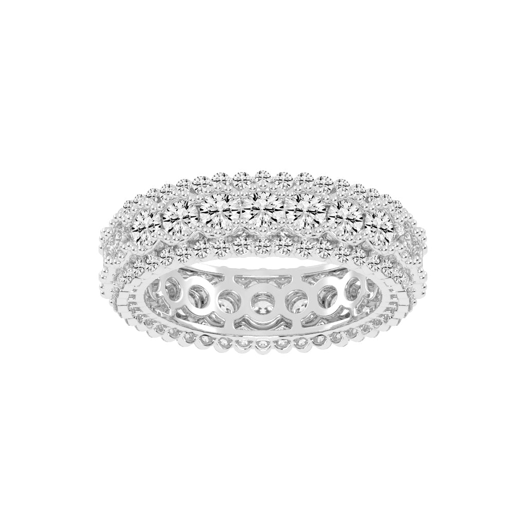 Valenne Three Row Round Cut Lab Diamond Ring
