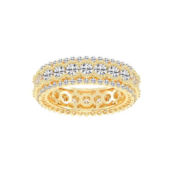 Valenne Three Row Round Cut Lab Diamond Ring