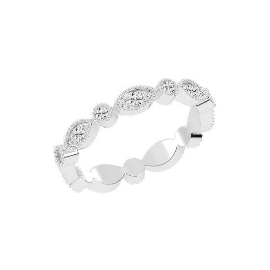 Alouette Bezel Set Round & Leaf Cut Lab Diamond Ring
