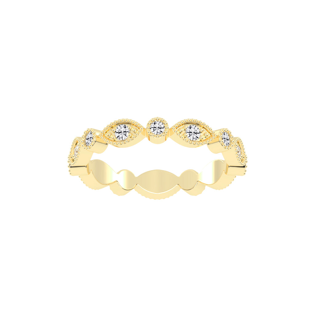 Alouette Bezel Set Round & Leaf Cut Lab Diamond Ring