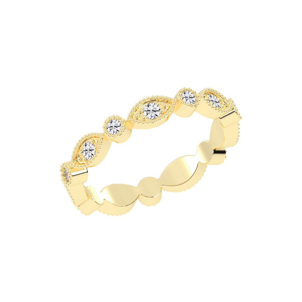 Alouette Bezel Set Round & Leaf Cut Lab Diamond Ring