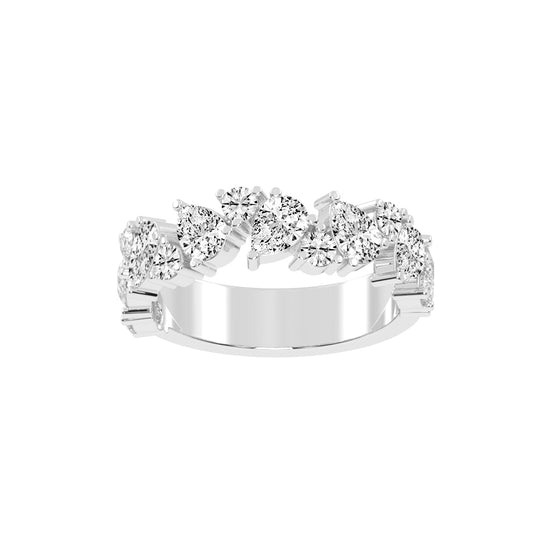 Vespera Three Prong Pear & Round Cut Eternity Diamond Ring