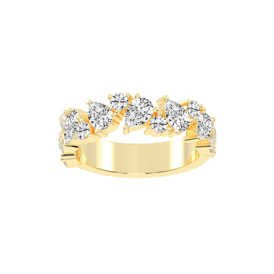 Vespera Three Prong Pear & Round Cut Eternity Diamond Ring