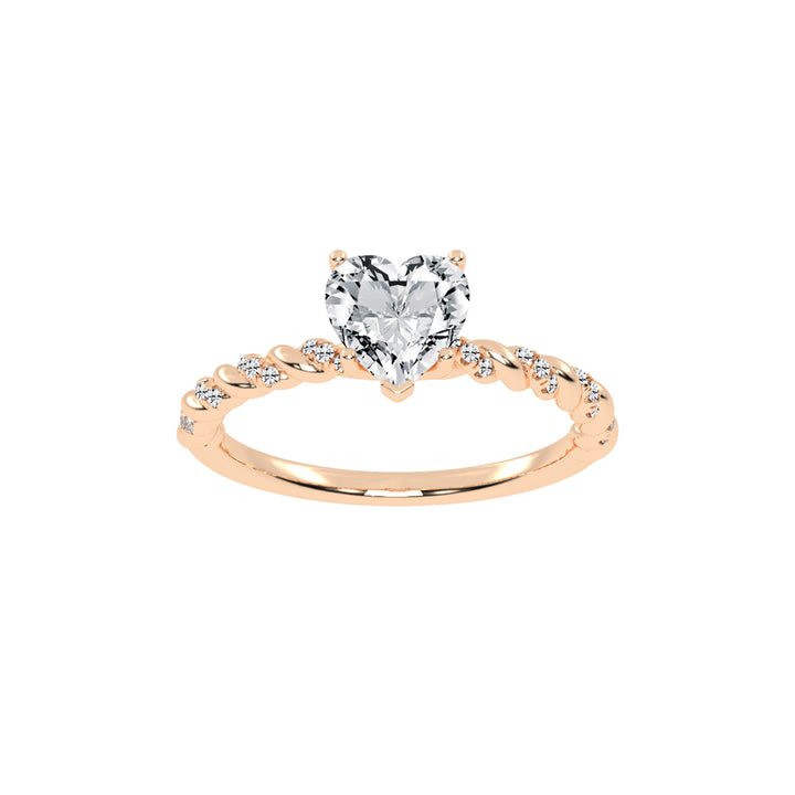 Sideriva Braided Heart Shape Side Stone Lab Diamond Ring