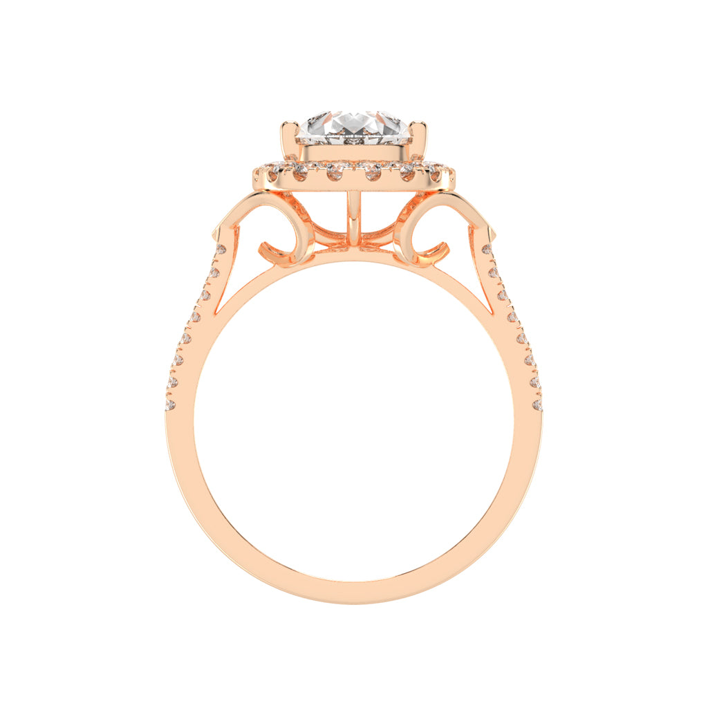 Halestira Cathedral Pear Cut Halo Lab Diamond Ring
