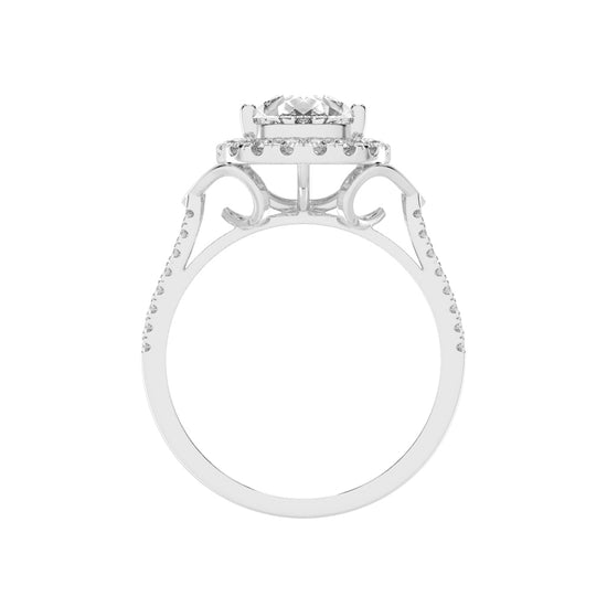 Halestira Cathedral Pear Cut Halo Lab Diamond Ring