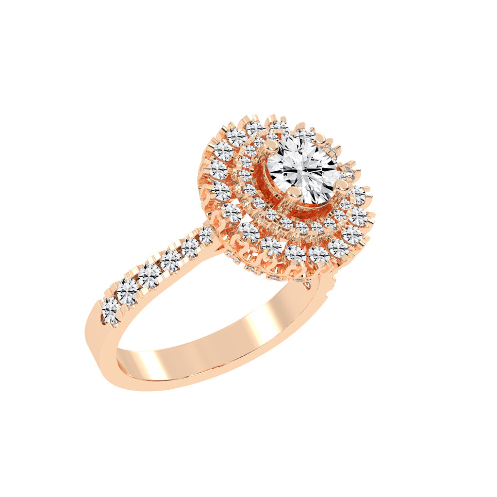 Haloastra Three Stage Round Halo Lab Diamond Ring