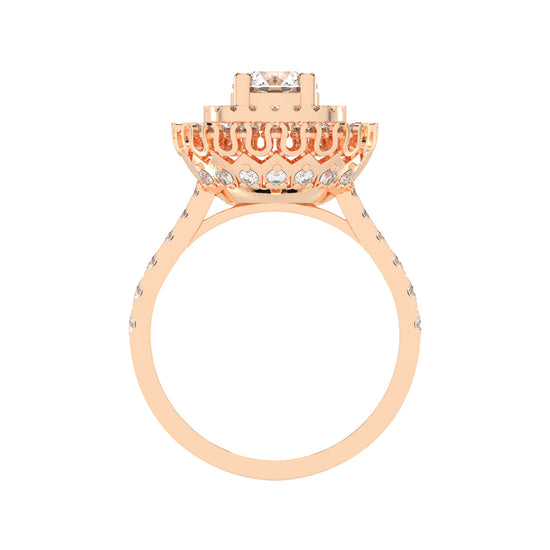 Haloastra Three Stage Round Halo Lab Diamond Ring