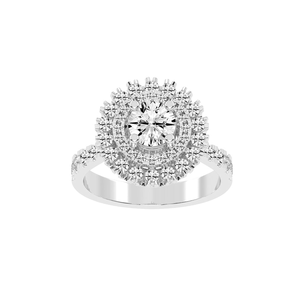 Haloastra Three Stage Round Halo Lab Diamond Ring