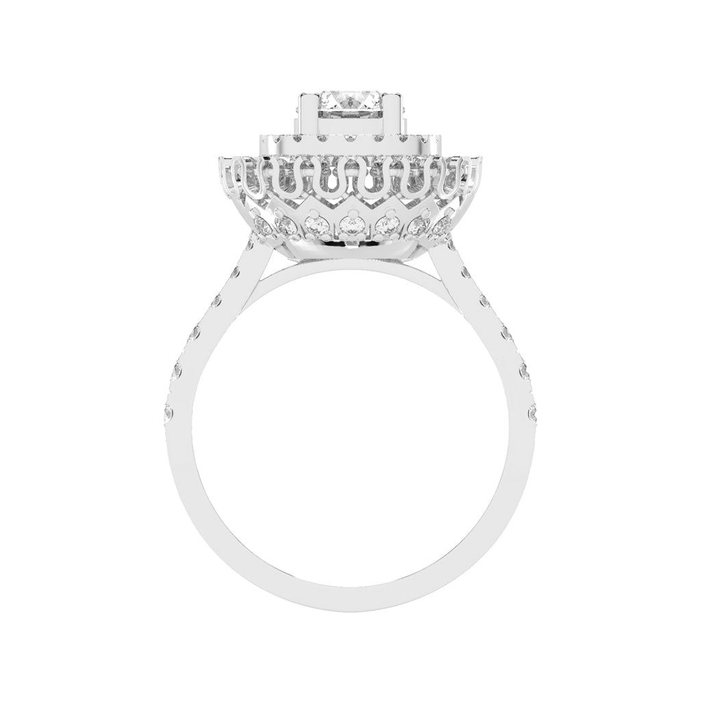 Haloastra Three Stage Round Halo Lab Diamond Ring
