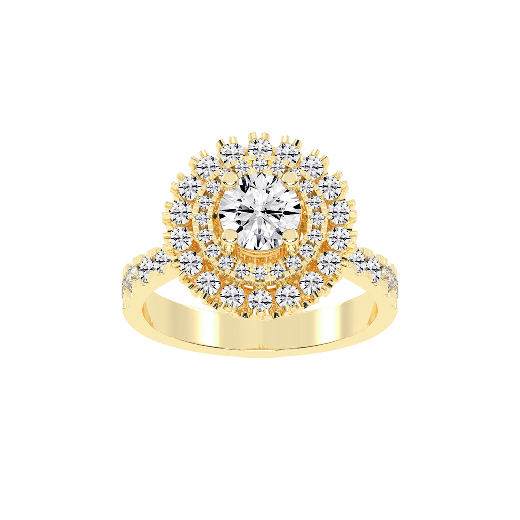 Haloastra Three Stage Round Halo Lab Diamond Ring
