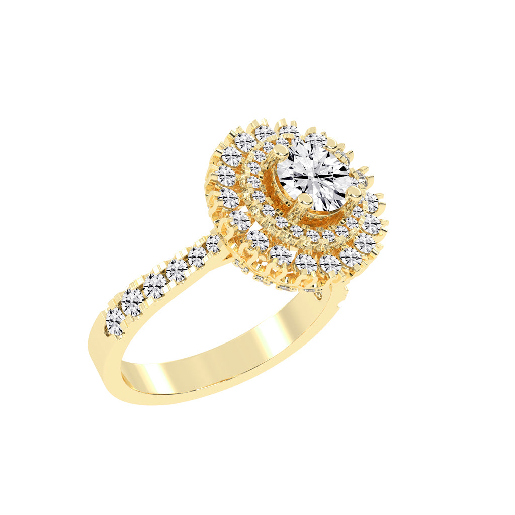 Haloastra Three Stage Round Halo Lab Diamond Ring
