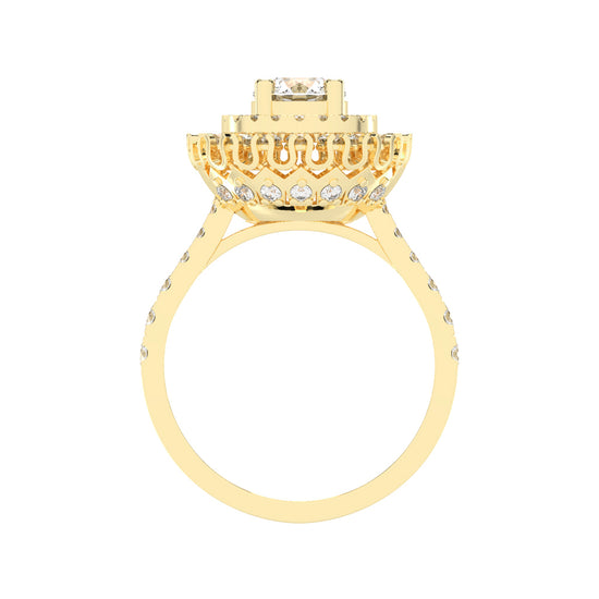 Haloastra Three Stage Round Halo Lab Diamond Ring