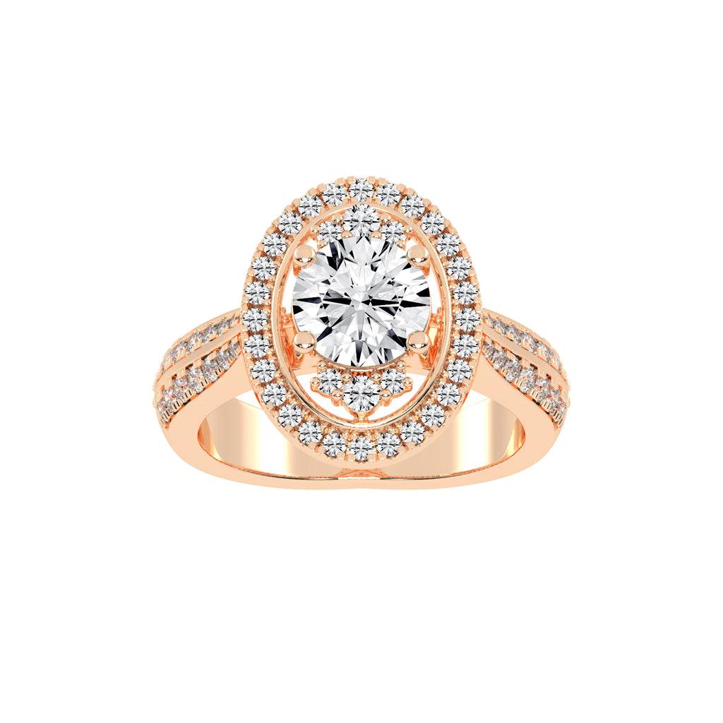 Sidafaire Cathedral Round Cut Lab Diamond Ring