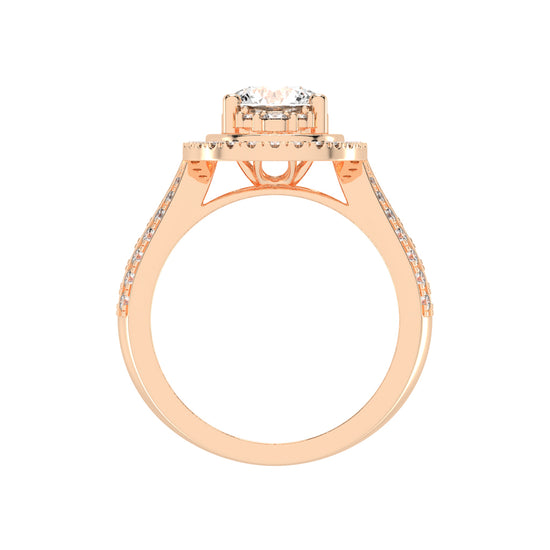 Sidafaire Cathedral Round Cut Lab Diamond Ring