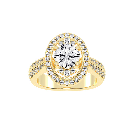 Sidafaire Cathedral Round Cut Lab Diamond Ring