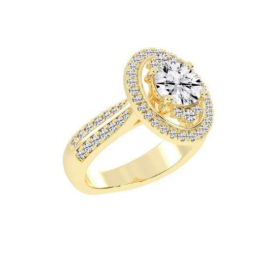 Sidafaire Cathedral Round Cut Lab Diamond Ring