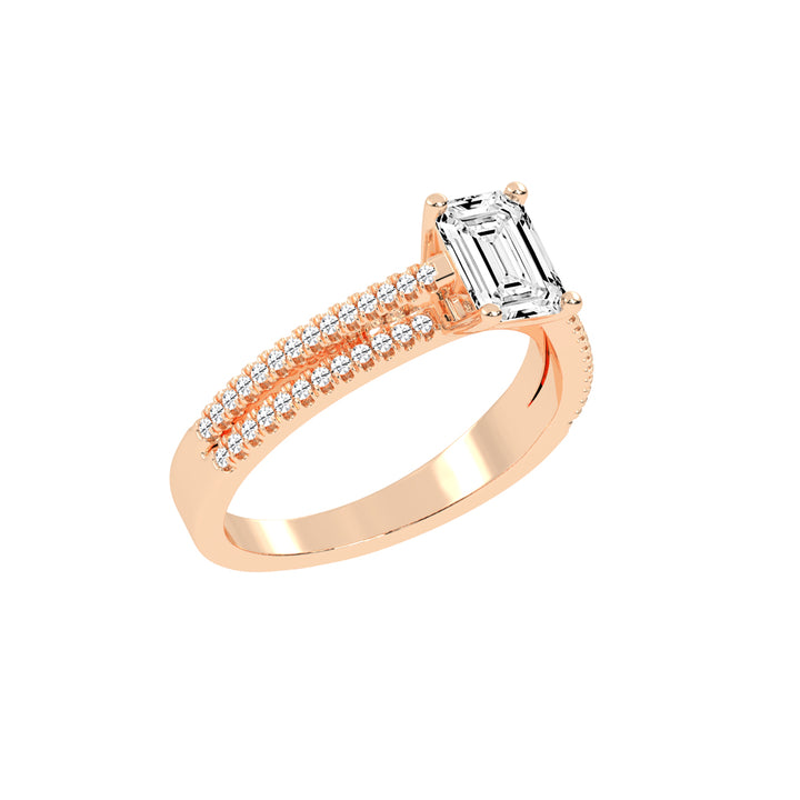 Diademis One Side Twist Emerald Cut Lab Diamond Ring