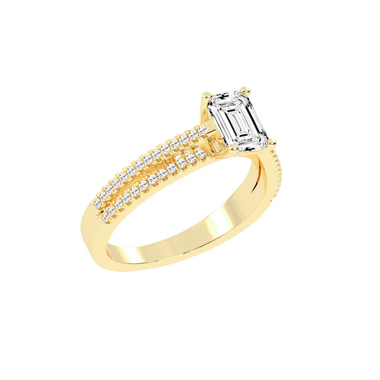 Diademis One Side Twist Emerald Cut Lab Diamond Ring