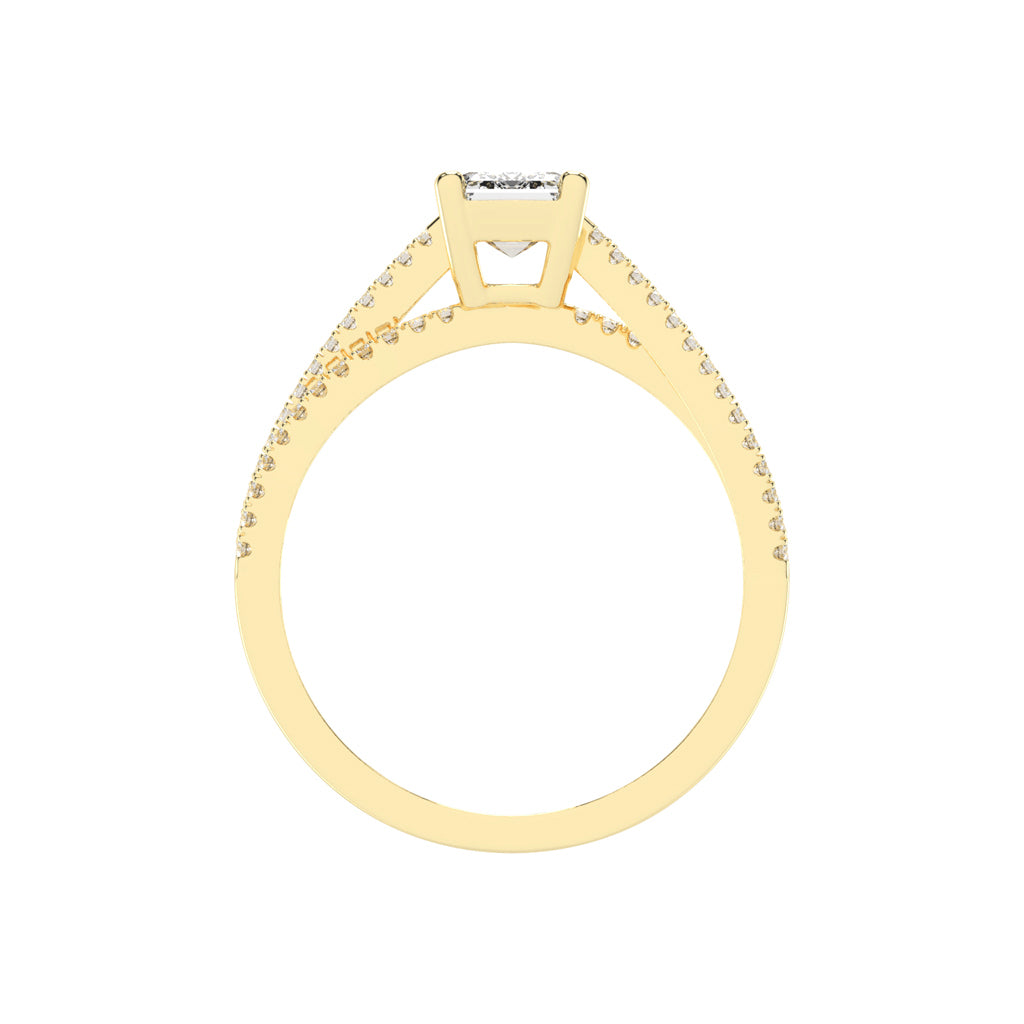 Diademis One Side Twist Emerald Cut Lab Diamond Ring