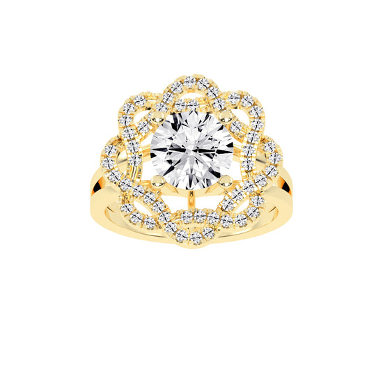 Veloretta Four Prong Round Lab Diamond Ring
