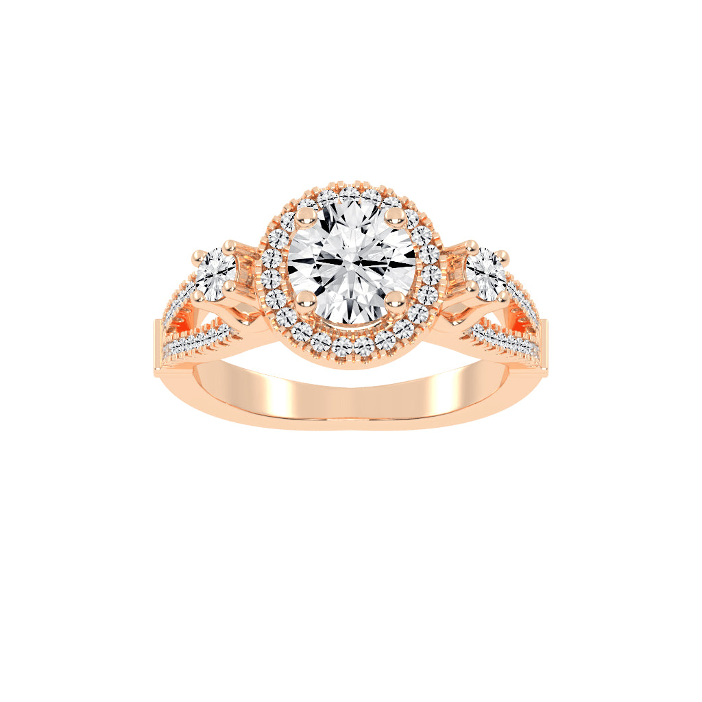 Dynavora Split Shank Round Cut Classic Lab Diamond Ring