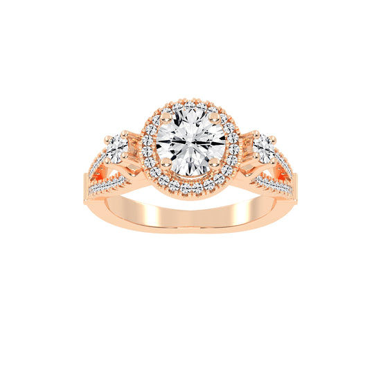 Dynavora Split Shank Round Cut Classic Lab Diamond Ring