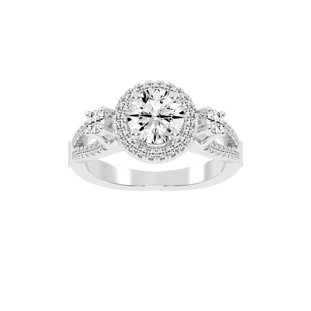 Dynavora Split Shank Round Cut Classic Lab Diamond Ring
