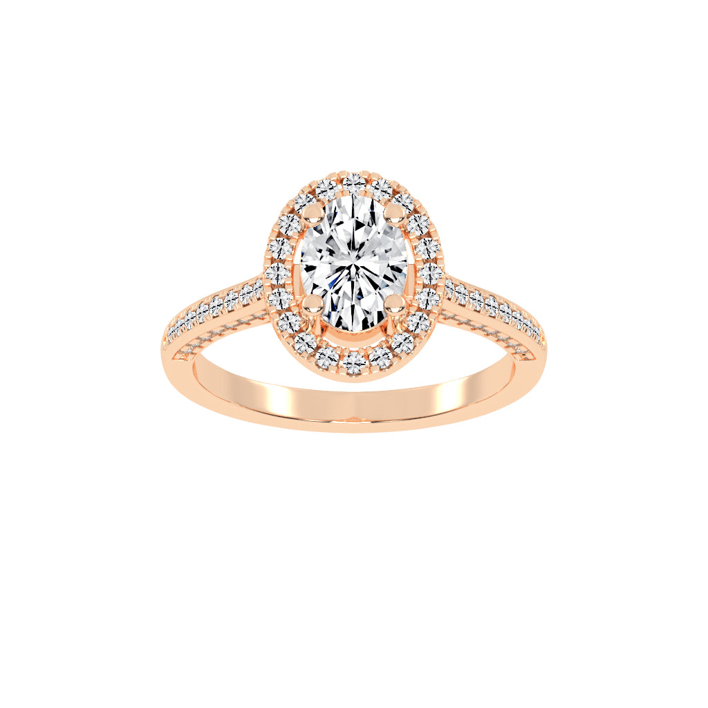 Affiancea Halo Oval Cut Engagement Lab Diamond Ring