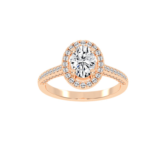 Affiancea Halo Oval Cut Engagement Lab Diamond Ring
