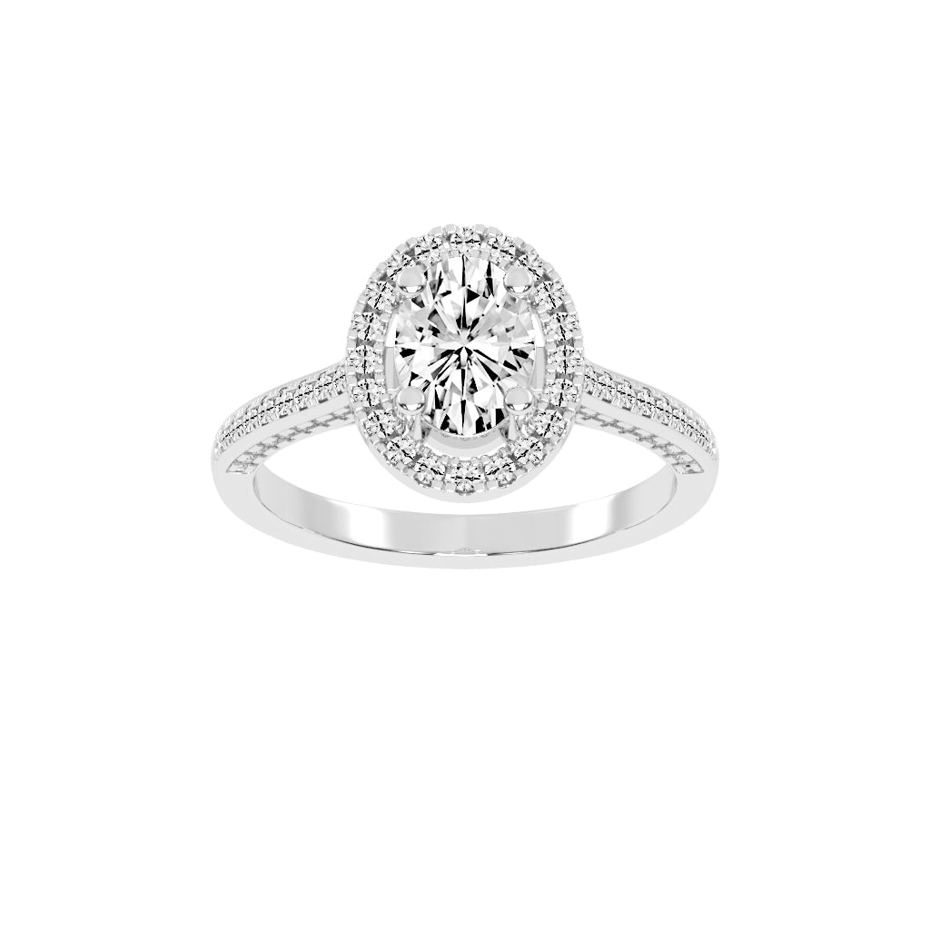 Affiancea Halo Oval Cut Engagement Lab Diamond Ring
