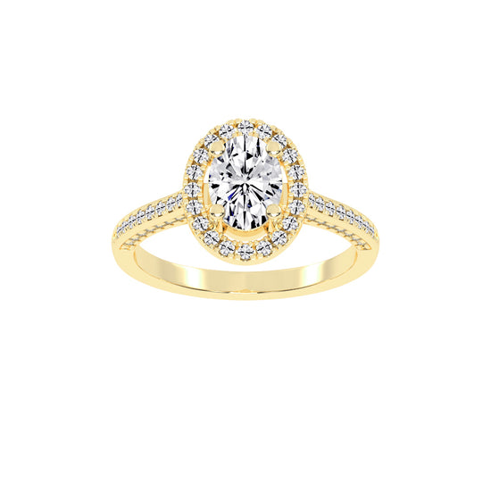 Affiancea Halo Oval Cut Engagement Lab Diamond Ring