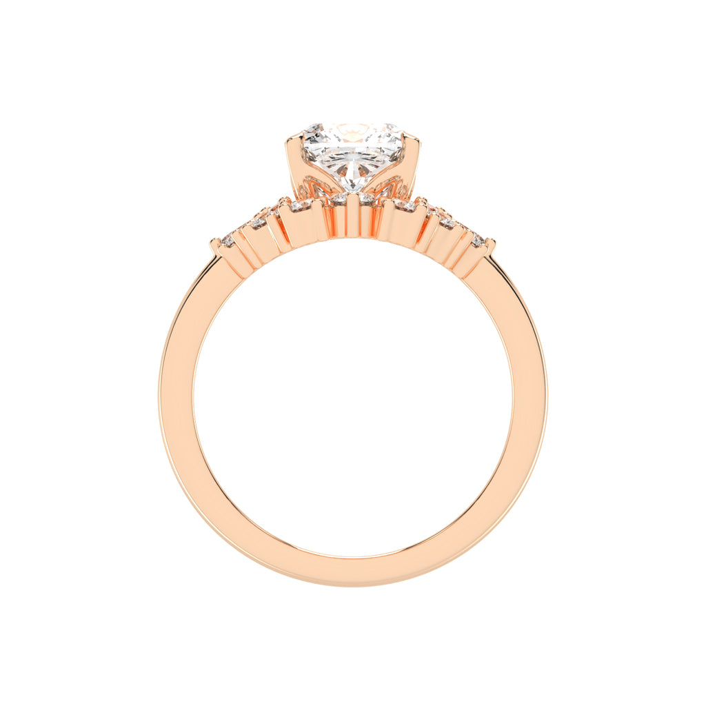 Radiastre Cushion Cut Side Stone Lab Diamond Ring