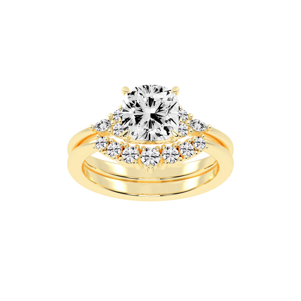 Radiastre Cushion Cut Side Stone Lab Diamond Ring