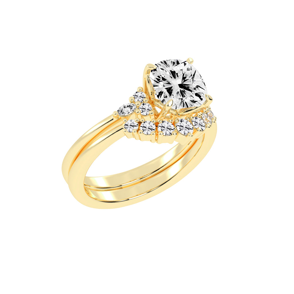 Radiastre Cushion Cut Side Stone Lab Diamond Ring