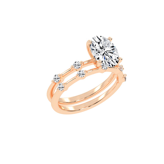 Sidenity Oval Cut Sides Stone Lab Diamond Ring