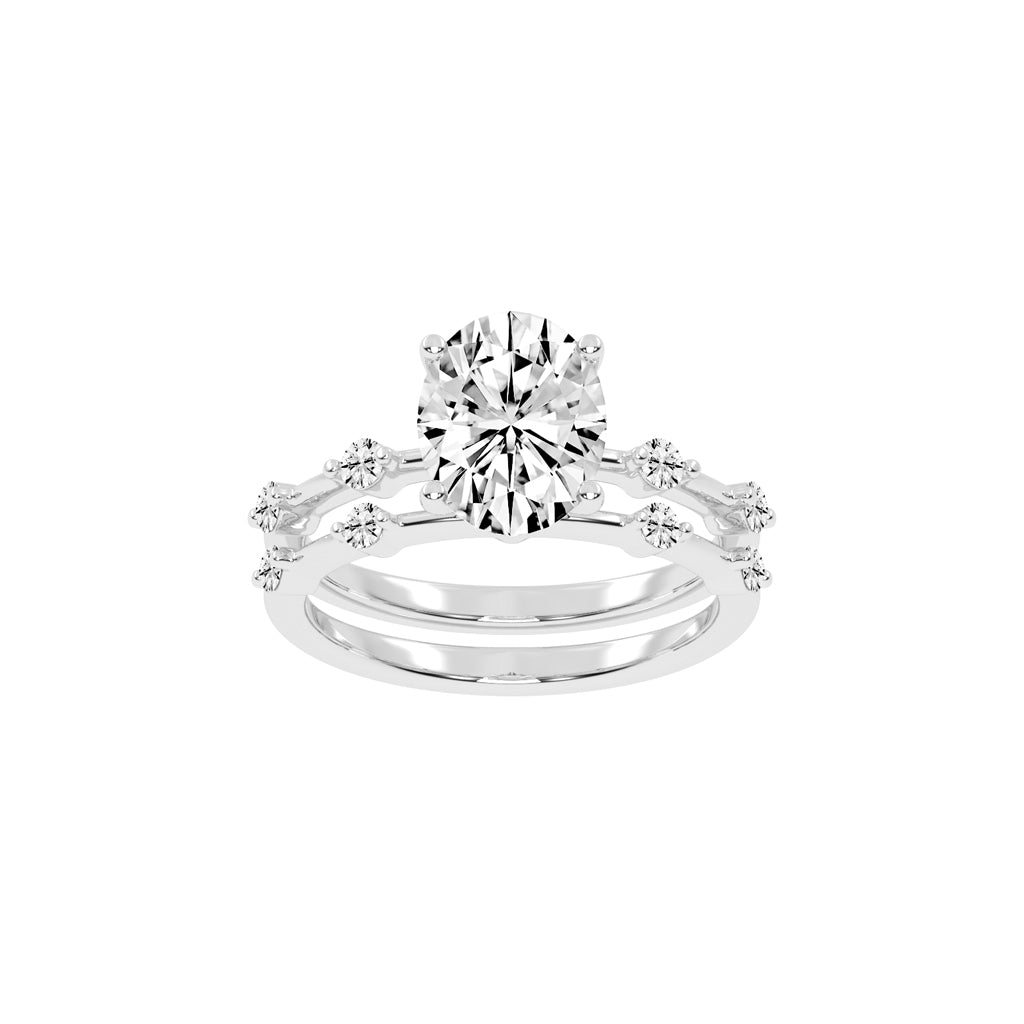 Sidenity Oval Cut Sides Stone Lab Diamond Ring