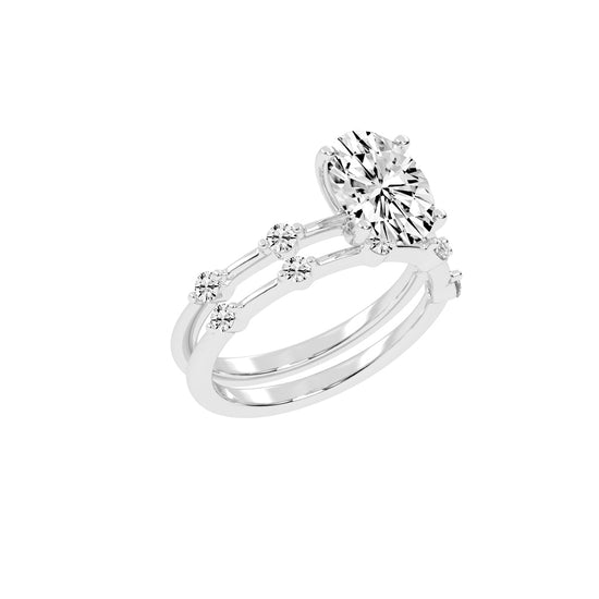 Sidenity Oval Cut Sides Stone Lab Diamond Ring