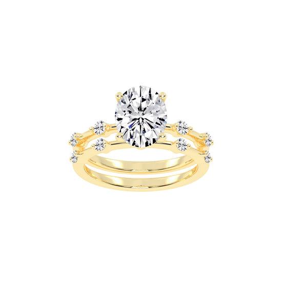 Sidenity Oval Cut Sides Stone Lab Diamond Ring