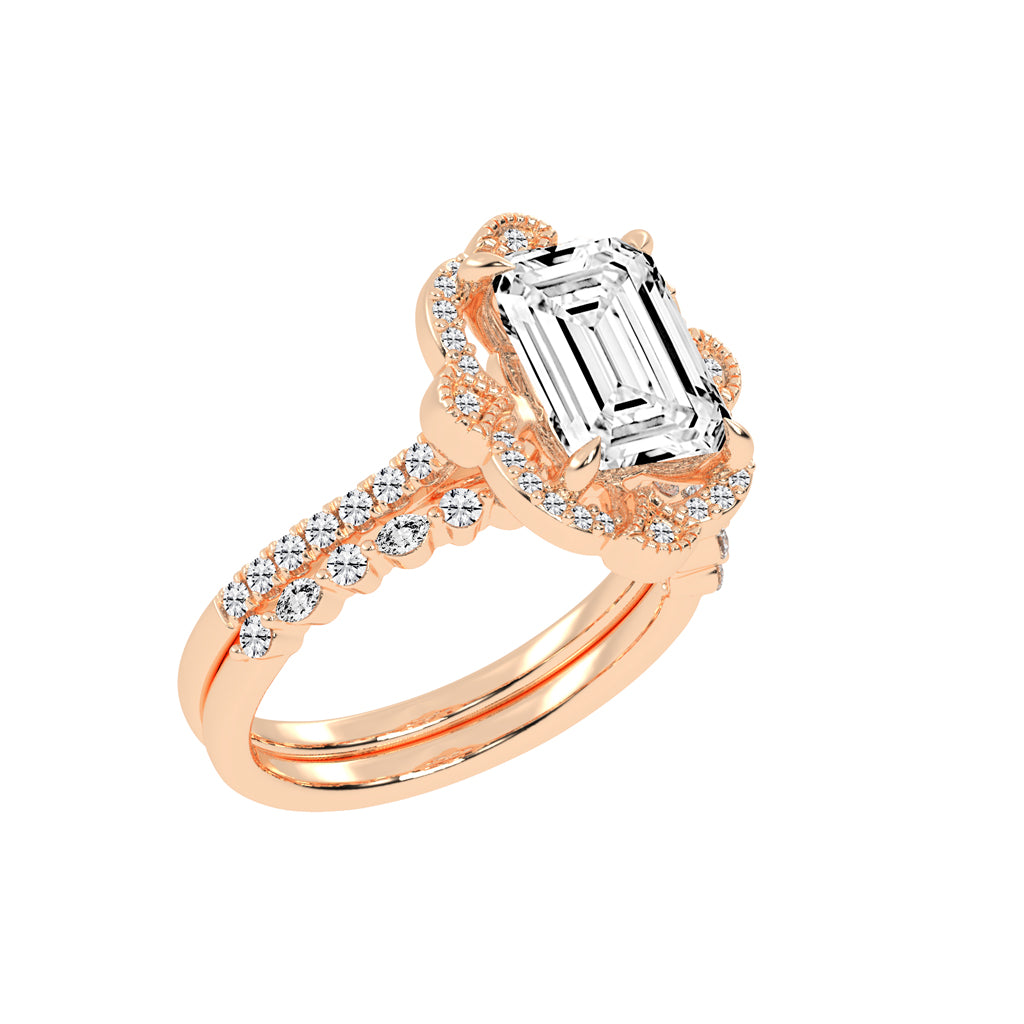 Purevya Two Shank Emerald Cut Lab Diamond Ring